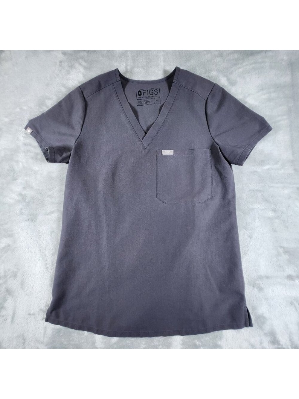 Figs Catarina One Pocket Scrub Top XS Grey Vneck Work Uniform Medical Nurse Vet